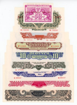 People's Republic of Poland, Commemorative 1979 issue of 1944 banknotes - set of 9 pcs. (245)