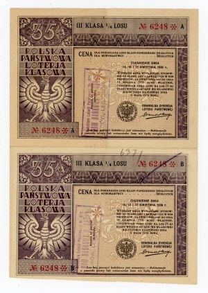 35 Polish State Class Lottery, Lviv 1936 - set of 2 pcs. (265)