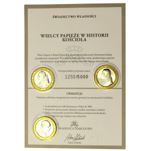 III RP, zestaw medali Wielcy Papieże - 3 szt. wraz z certyfikatem (1113)