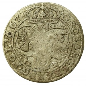 John II Casimir, sixpence 1667 TLB, Bydgoszcz. Coin with CAS.D.M.D.G. error Curiosity (794).