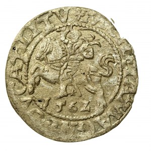 Sigismund II Augustus, Half-grosz 1562, Vilnius - 17 Pogon, L/LITV. Rare variety with cross (938)