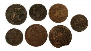 Russia, a set of Russian/Moldavian coins from the 18th century. 7 pieces total. (969)