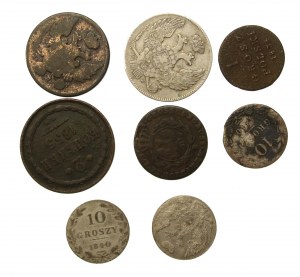Poland, a set of coins from the 19th century. Total 8 pieces (1011)
