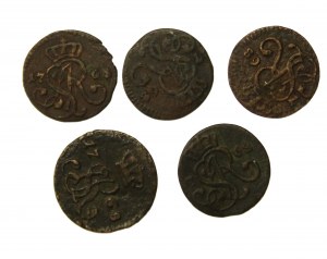 Stanislaw August Poniatowski, copper coin set. Total of 5 pieces (1014)