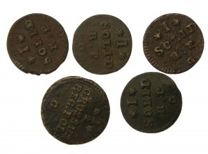 Stanislaw August Poniatowski, copper coin set. Total of 5 pieces (1014)
