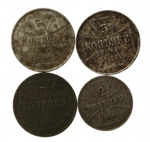 Ober-Ost, set of 2 and 3 kopecks 1916. total of 4 pcs. (1015)