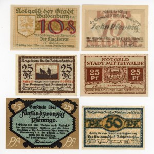 Walbrzych, Nowa Ruda, Dzierżoniów, Międzylesie, notgeld set of 6 pcs. (145)