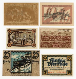 Walbrzych, Nowa Ruda, Dzierżoniów, Międzylesie, notgeld set of 6 pcs. (145)