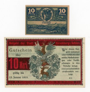 Jelenia Góra/Hirschberg i. Schles, 10 fenigs 1920 and 10 marks 1919 (153)