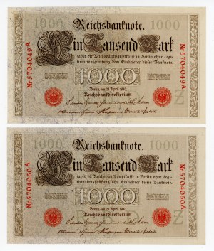 Germany, set of 1,000 marks 1910. total of 2 pcs. Subsequent numbers (162)