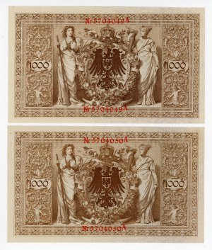Germany, set of 1,000 marks 1910. total of 2 pcs. Subsequent numbers (162)