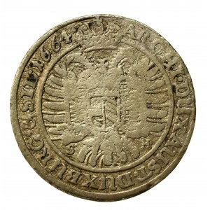 Śląsk, Leopold I, 15 krajcarów 1664, Wrocław SH. Rzadszy (531)