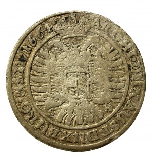 Silesia, Leopold I, 15 krajcars 1664, Wrocław SH. Rarer (531)