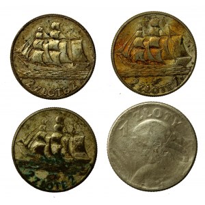 II RP, zestaw 1 i 2 złote 1924-1936. Razem 4 szt. (3002)