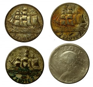 II RP, set of 1 and 2 gold 1924-1936. total of 4 pcs. (3002)