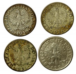 II RP, set of 1 and 2 gold 1924-1936. total of 4 pcs. (3002)