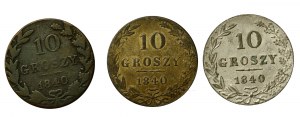 Russian annexation, set of 10 pennies 1840. total 3 pieces (3007)