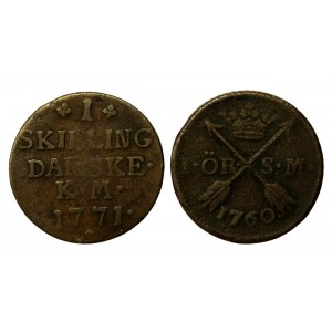 Dania, Szwecja, zestaw monet XVIII w. Razem 2 szt. (3009)