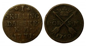 Denmark, Sweden, 18th century coin set. Total of 2 pcs. (3009)