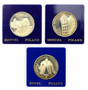 People's Republic of Poland, set of 500 and 5000 gold 1987-1989. total of 3 pcs. (3021)