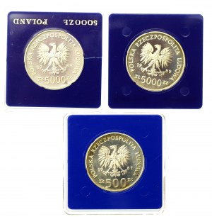 People's Republic of Poland, set of 500 and 5000 gold 1987-1989. total of 3 pcs. (3021)