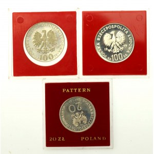 PRL, zestaw 20 i 100 złotych 1974-1979. Razem 3 szt. (3024)