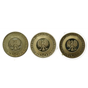 PRL, zestaw 100 złotych 1973, Mikołaj Kopernik. Razem 3 szt. (3025)