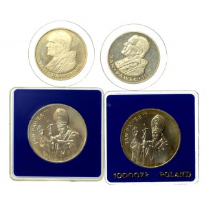 PRL, zestaw 1000 i 10.000 złotych 1982-1987, Jan Paweł II. Razem 4 szt. (3026)