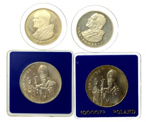 People's Republic of Poland, set of 1000 and 10,000 gold 1982-1987, John Paul II. Total of 4 pcs. (3026)