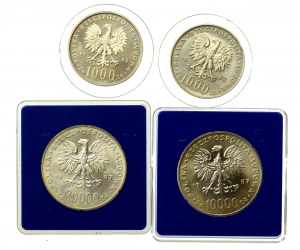 People's Republic of Poland, set of 1000 and 10,000 gold 1982-1987, John Paul II. Total of 4 pcs. (3026)