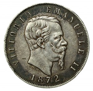 Taliansko, Viktor Emanuel II, 5 lír 1872, Miláno (2101)