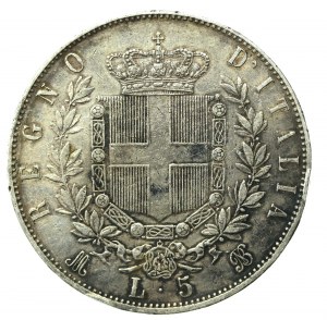 Taliansko, Viktor Emanuel II, 5 lír 1872, Miláno (2101)