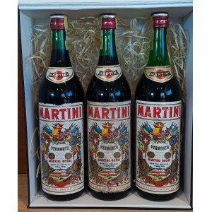 Martini Rossi Vermouth 1L 16.5%, 1970. Set de 3 bouteilles dans un coffret cadeau