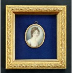 Miniature of Ewelina Hanska of Rzewuski, coat of arms Krzywda, 19th century (104)