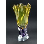 Yellow-purple vase, Adam JABŁOŃSKI, tinted glass (105)