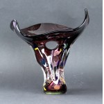 Vase with wide filler, Adam JABŁOŃSKI, unique glass. Signed (106)
