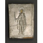 Travel icon with a saint. Silver. 19th / 20th century. (128)