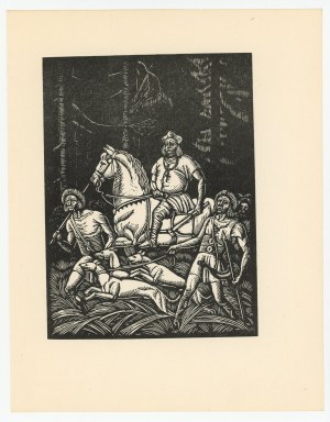 Władysław Skoczylas. Biskup i oszczepnicy - ilustracje do ,,Puszczy Jodłowej''. 1925. (186)
