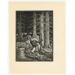Władysław Skoczylas. Chłopiec nad strumieniem - ilustracja do ,,Puszczy Jodłowej