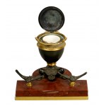 Set of dryer, inkwell, candle holder. Bronze gilt, bronze patinated marble empire II (913)
