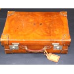 Leather suitcase with a set of underwear and travel toiletries, early 20th century (342)