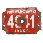 Carriage license plate, 1935r, Warsaw district (566)