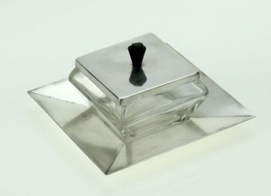Art déco butter dish with lid, Hanneberg Brothers, Warsaw (511)