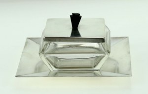 Art déco butter dish with lid, Hanneberg Brothers, Warsaw (511)