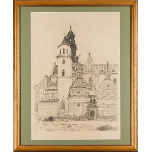 Leon Wyczółkowski (1852 Huta Miastkowska - 1936 Varsovie), Cathédrale de Wawel - vue du sud, vers 1915.