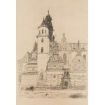 Leon Wyczółkowski (1852 Huta Miastkowska - 1936 Varsovie), Cathédrale de Wawel - vue du sud, vers 1915.