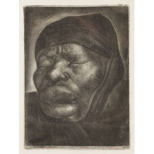 Boleslaw Cybis (1895 Ferme de Massandra en Crimée - 1957 Trenton (New Jersey, États-Unis)), Tête d'une vieille femme aux yeux fermés, 1924