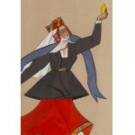 Zofia Stryjeńska (1891 Krakov - 1976 Ženeva), Lidový kroj z Vilniusu - list XXXIX z portfolia Kroje polských rolníků, 1939.
