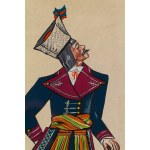 Zofia Stryjeńska (1891 Krakov - 1976 Ženeva), Rolník z Wilanowa u Varšavy, list VII z portfolia Kroje polských rolníků, 1939