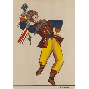 Zofia Stryjeńska (1891 Krakov - 1976 Ženeva), Slezský rolnický list XIII z portfolia Kroje polských rolníků, 1939